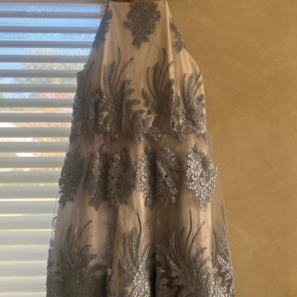 Elegant Silver Lace Dress